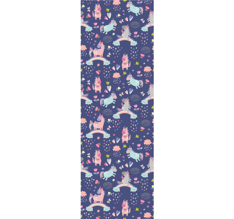 Tenda a rullo cameretta unicorni colorati arcobaleno - TenStickers