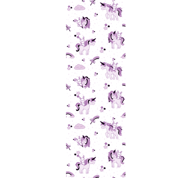 Tenda a rullo cameretta unicorno e coniglio tra stelle - TenStickers