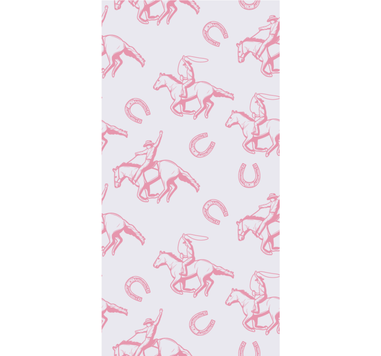 Tenda a rullo cameretta motivo cavalli cowboy rosa - TenStickers