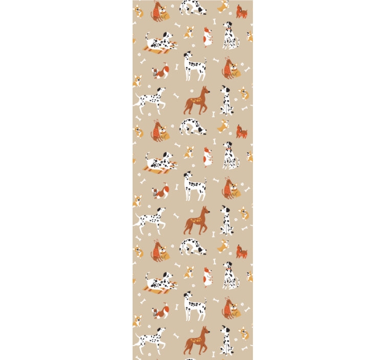Tenda a rullo cameretta cani carini su beige - TenStickers