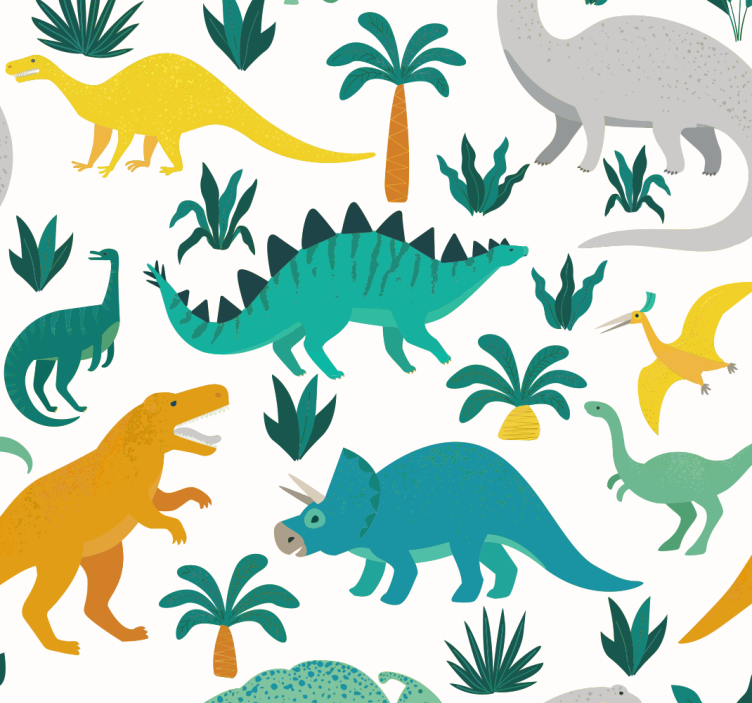 Tenda a rullo cameretta dinosauri con alberi - TenStickers