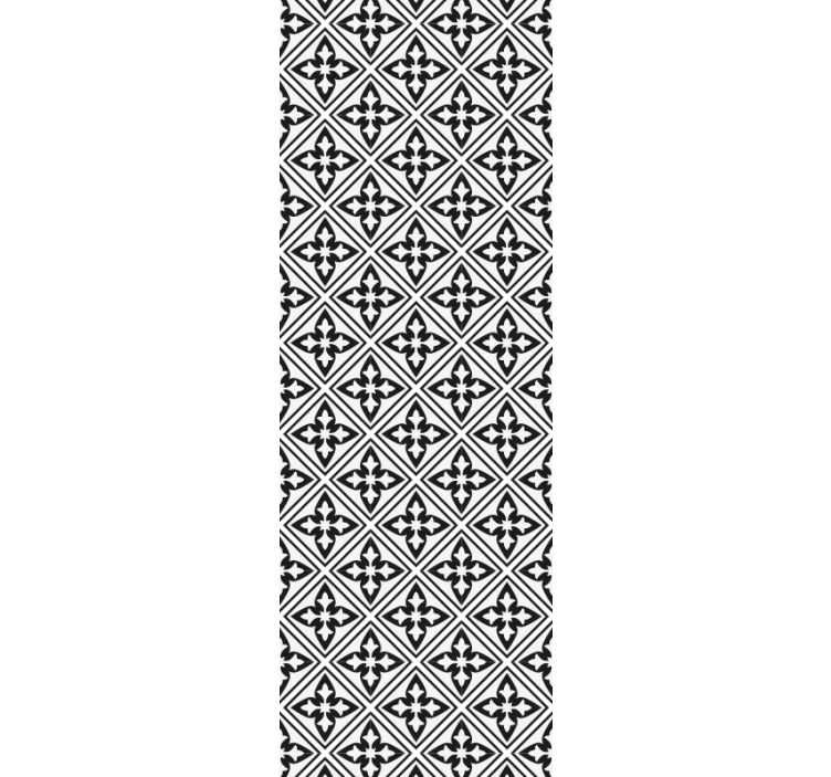 Tenda a rullo nera piastrelle floreali - TenStickers