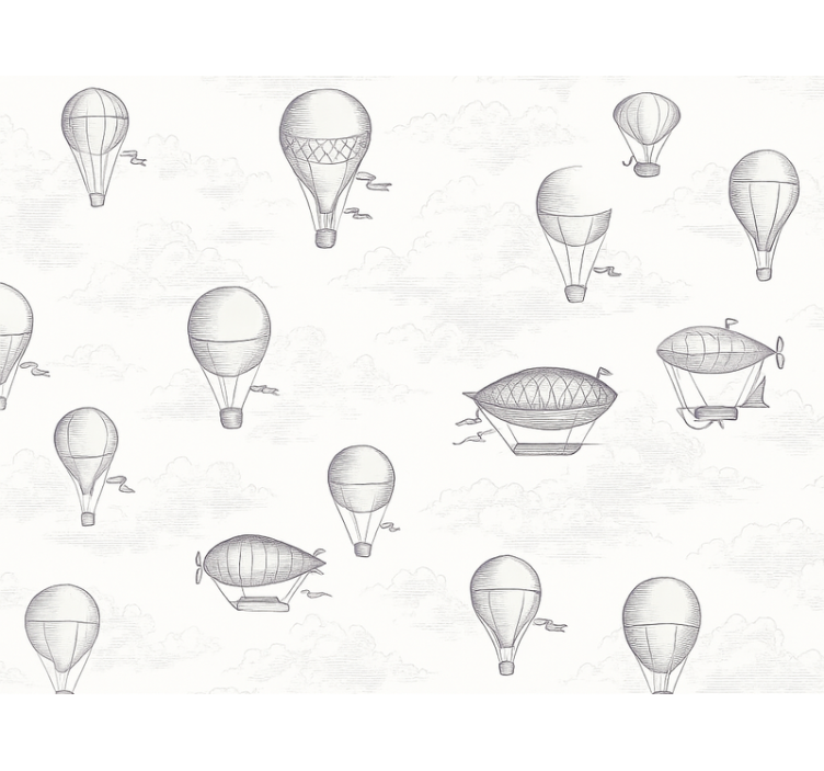 Tenda a rullo grigia cieli vintage e dirigibili - TenStickers