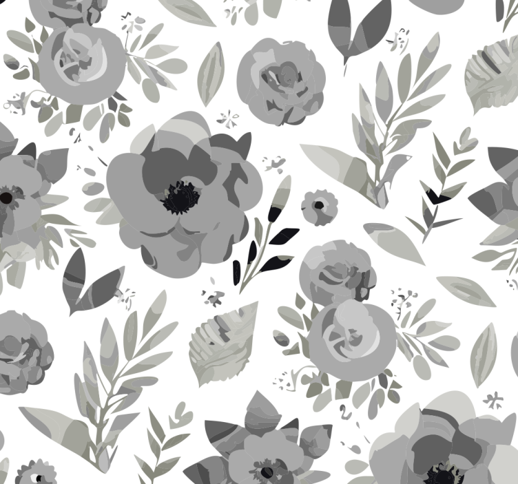 Tenda a rullo grigia fiori aquarella - TenStickers