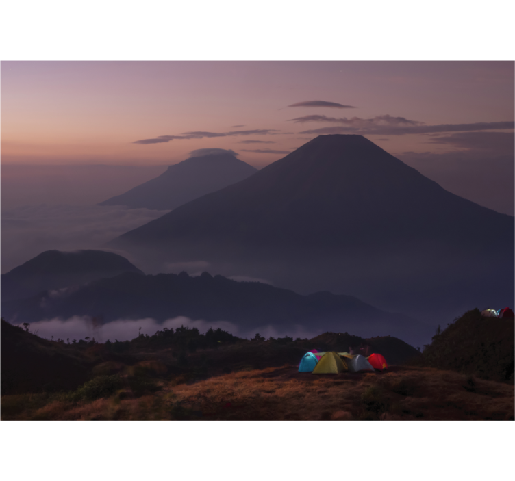 Tenda a rullo cucina escursionisti con montagna nuvolosa - TenStickers