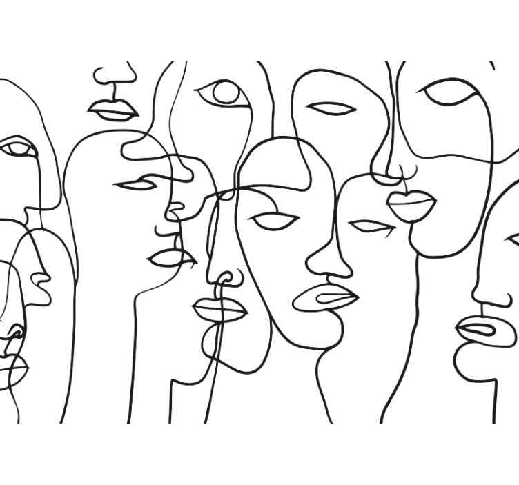 Tenda a rullo bianca motivo facciale - TenStickers