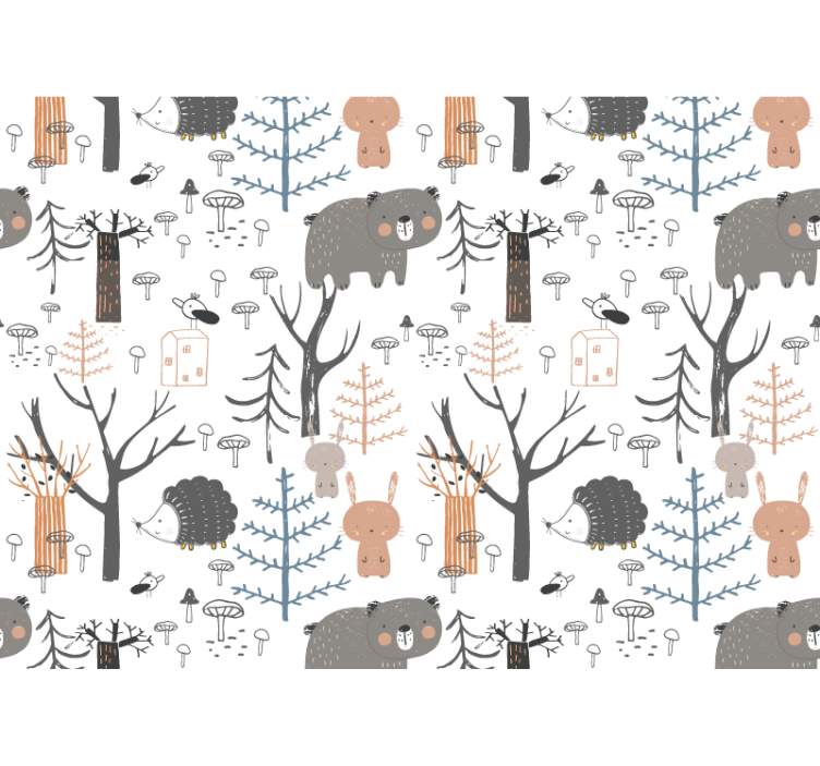 Tenda a rullo bianca foresta scandinava con animali - TenStickers