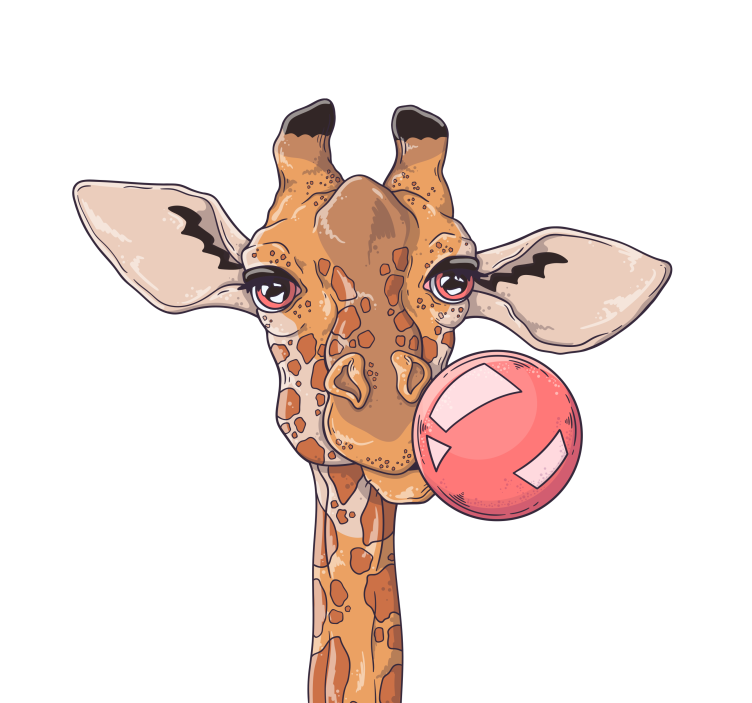 Tenda a rullo soggiorno giraffe con gomma da masticare - TenStickers