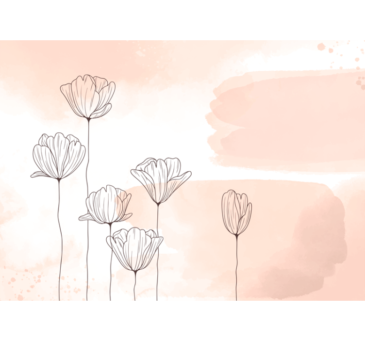 Tenda a rullo soggiorno fiori linea - TenStickers