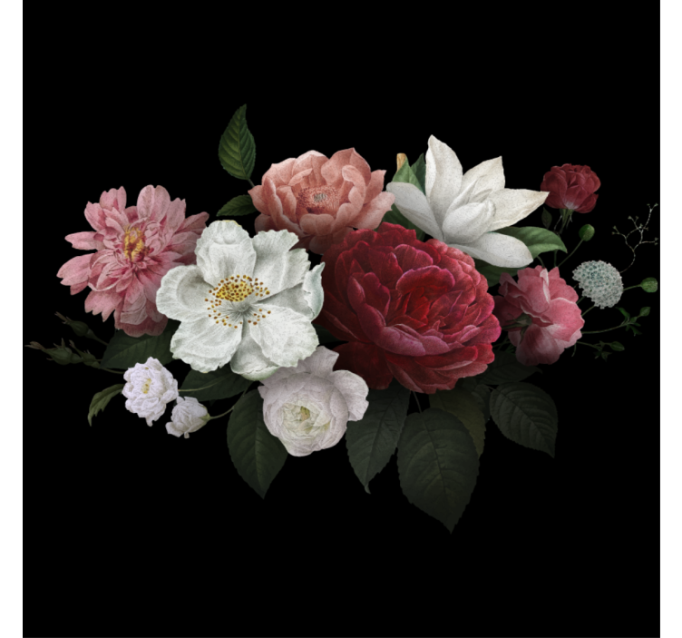 Tenda a rullo soggiorno rose vintage su sfondo nero - TenStickers