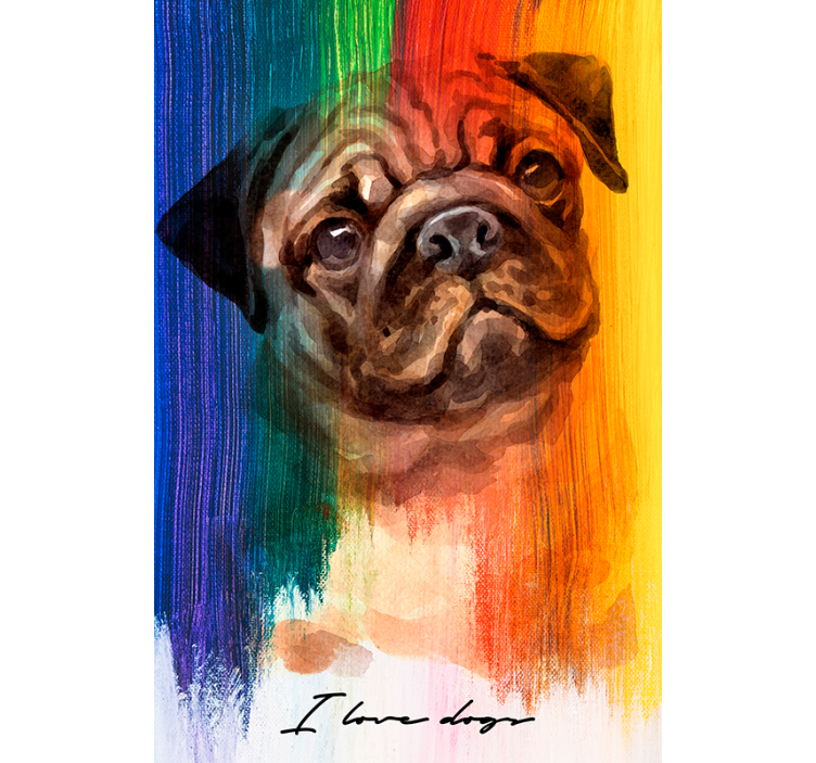 Tenda a rullo soggiorno pug arcobaleno - TenStickers