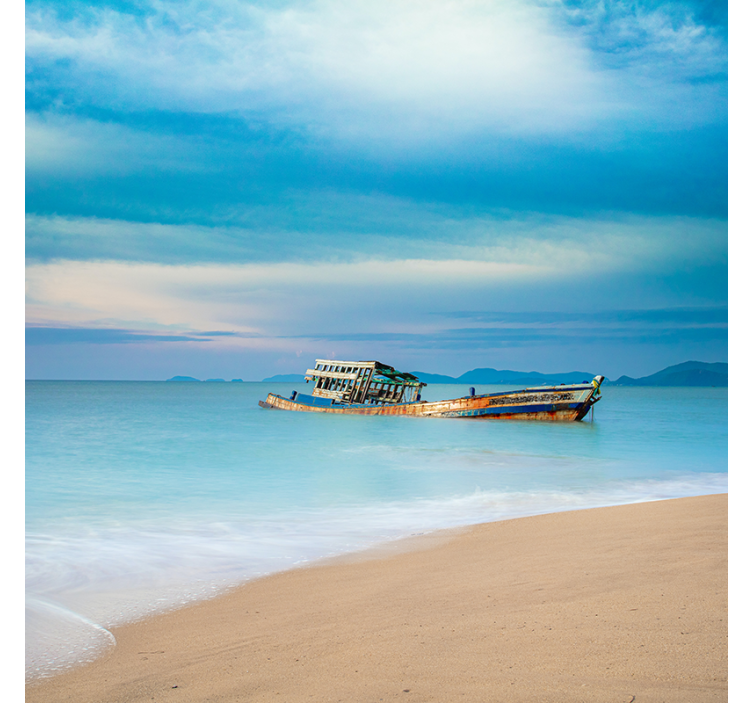 Tenda a rullo soggiorno barca sulla spiaggia - TenStickers