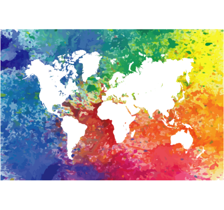 Tenda a rullo soggiorno mappa del mondo colorata artistica - TenStickers