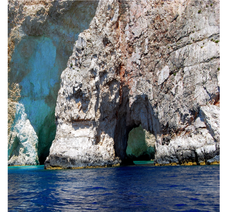 Tenda a rullo soggiorno grotta raj con acqua blu - TenStickers