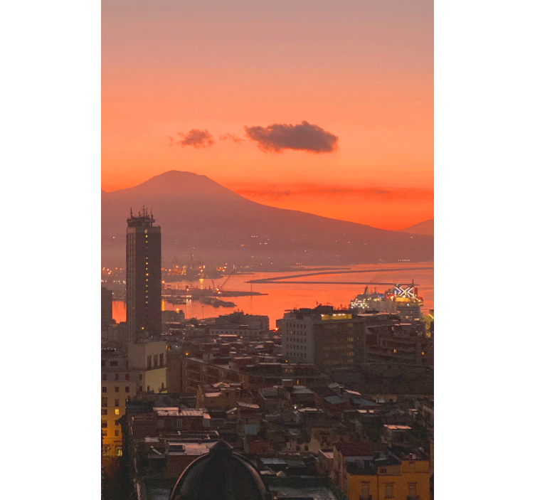 Tenda a rullo soggiorno tramonto di napoli - TenStickers