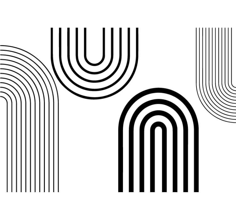 Tenda a rullo bianca archi neri sottili minimalisti - TenStickers