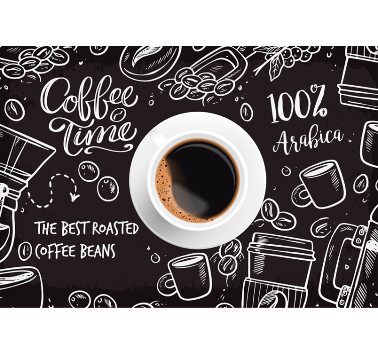 Tenda a rullo nera immagini di pausa caffè - TenStickers