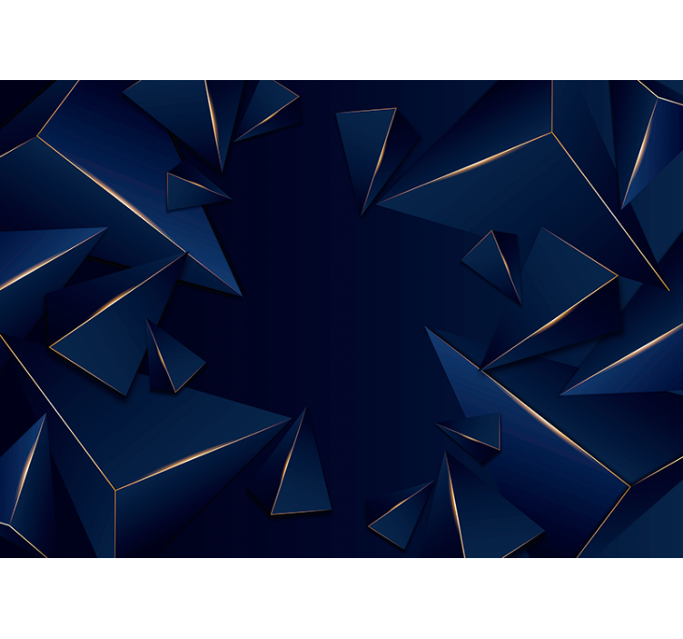 Tenda a rullo nera motivo geometrico blu e oro - TenStickers