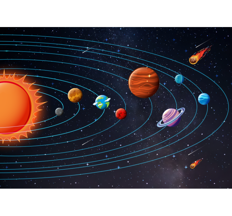 Tenda a rullo nera animazione spaziale per bambini - TenStickers
