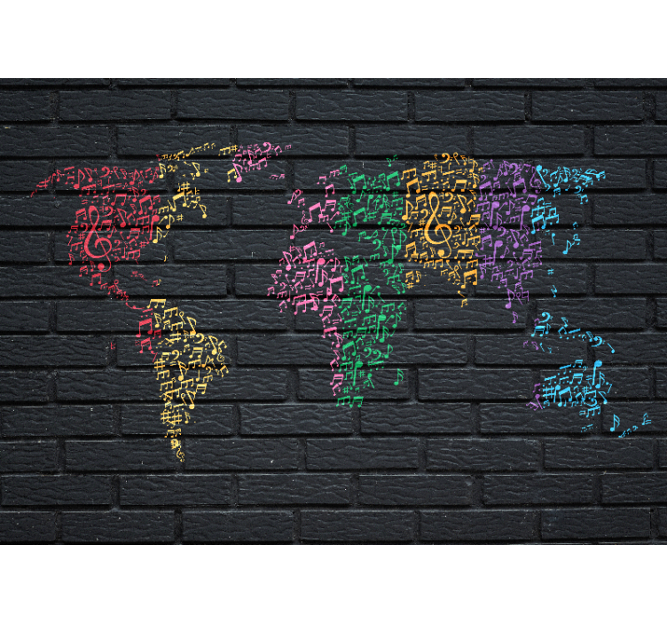 Tenda a rullo nera suoni musicali arcobaleno mappa - TenStickers