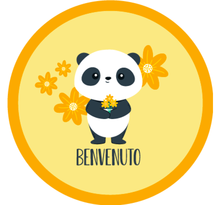 Tenda a rullo gialla panda benvenuto nella mia stanza - TenStickers
