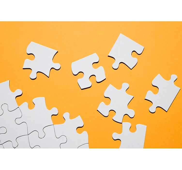 Tenda a rullo gialla pezzi di puzzle montati muro - TenStickers