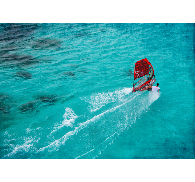 Tenda a rullo blu surfista sull'acqua - TenStickers