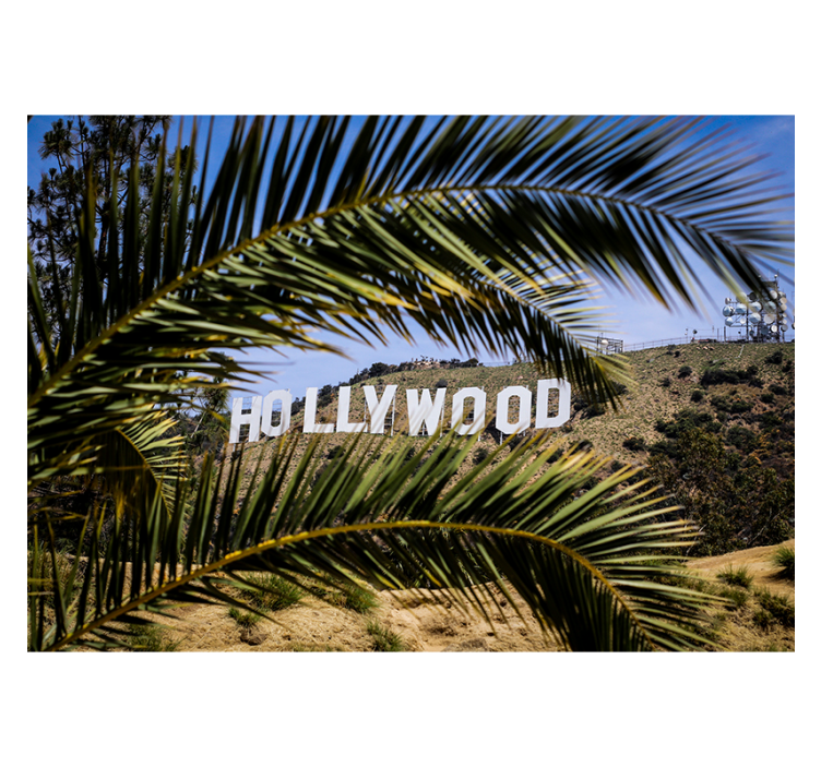 Tenda a rullo soggiorno insegna di hollywood e albero - TenStickers