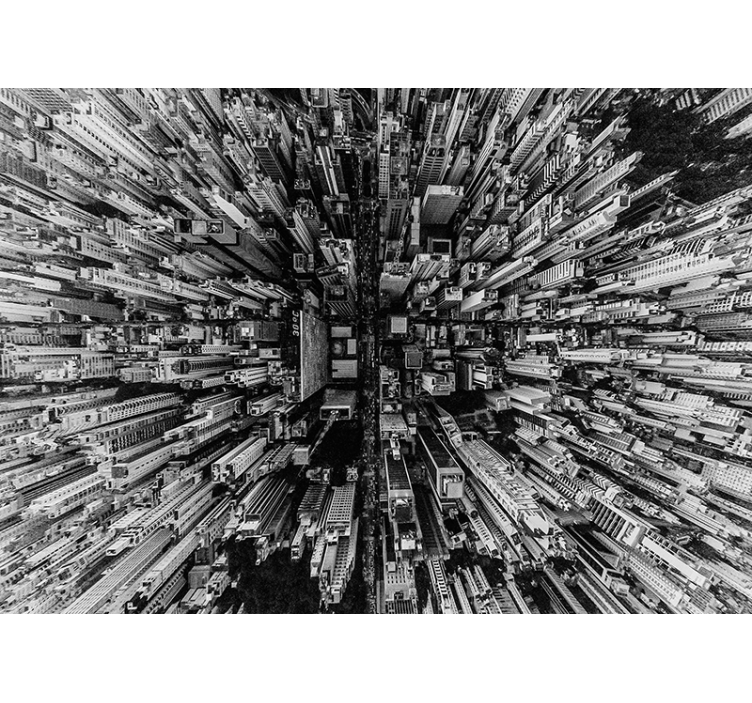 Tenda a rullo soggiorno hall sopra una città - TenStickers