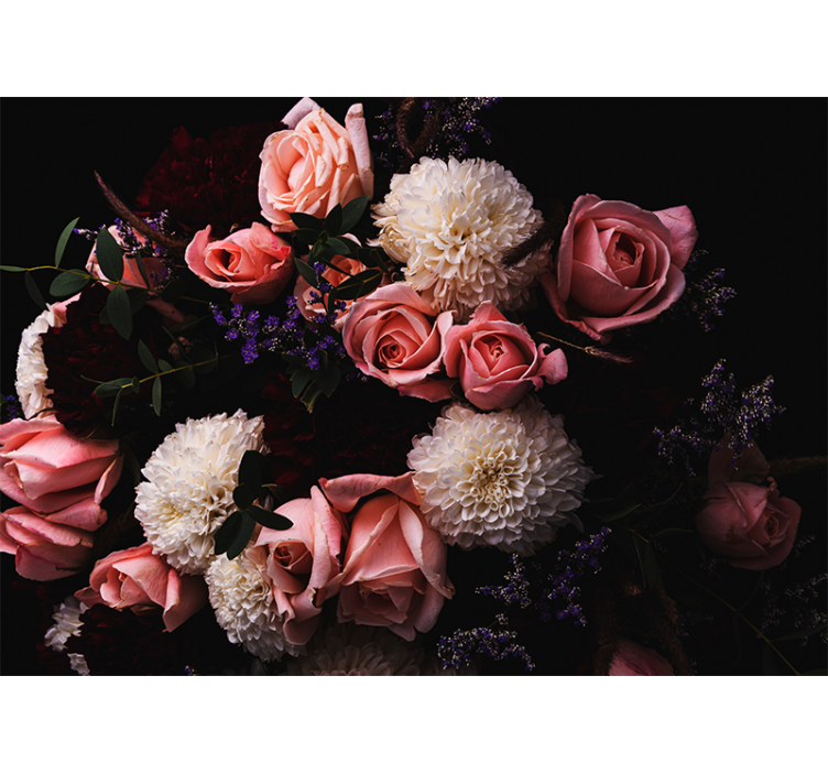 Tenda a rullo soggiorno bouquet di rose rosa lusso - TenStickers