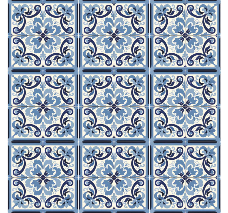 Tenda a rullo blu motivo floreale blu e bianco - TenStickers