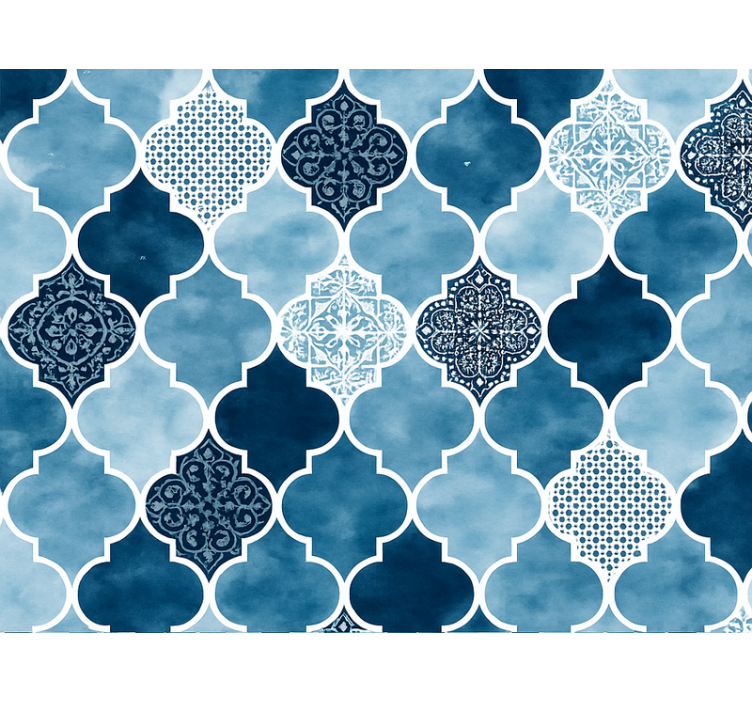 Tenda a rullo blu acquerello marocchino - TenStickers