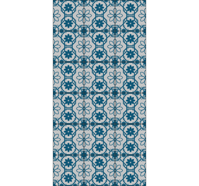 Tenda a rullo blu piastrelle mosaico floreale - TenStickers