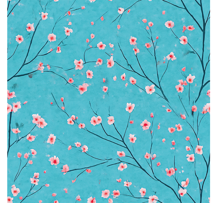 Tenda a rullo blu fiori di ciliegio teal - TenStickers