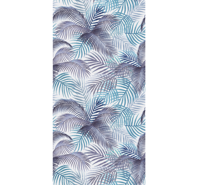 Tenda a rullo blu palmi e foglie - TenStickers