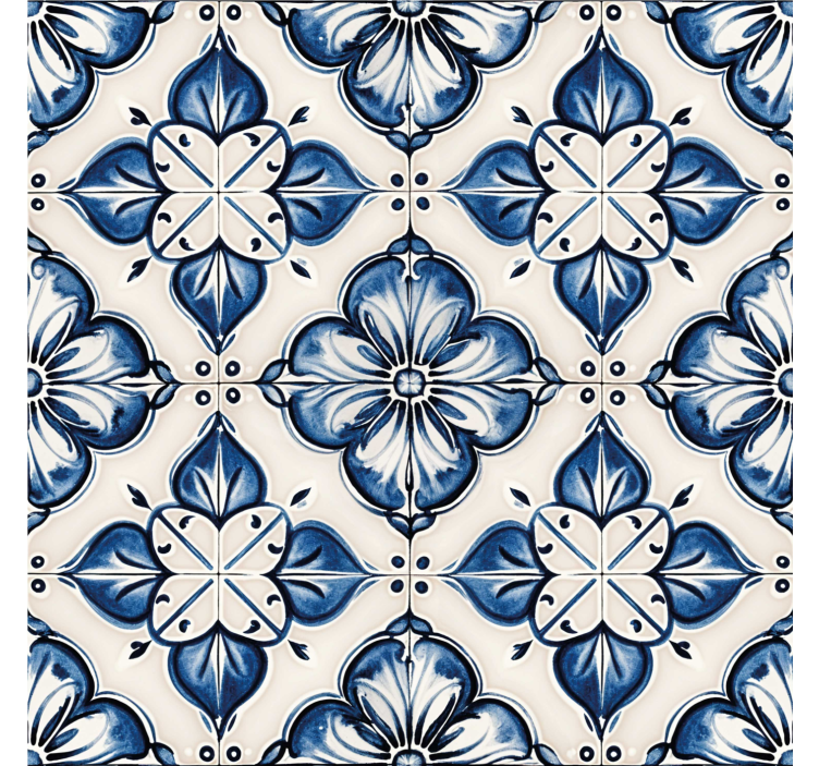 Tenda a rullo blu motivo floreale blu - TenStickers