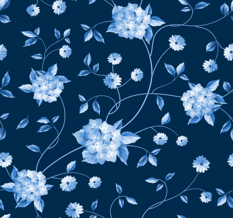 Tenda a rullo blu steli di fiori - TenStickers