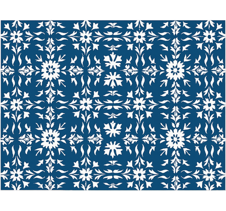 Tenda a rullo blu motivo piastrellato bianco - TenStickers