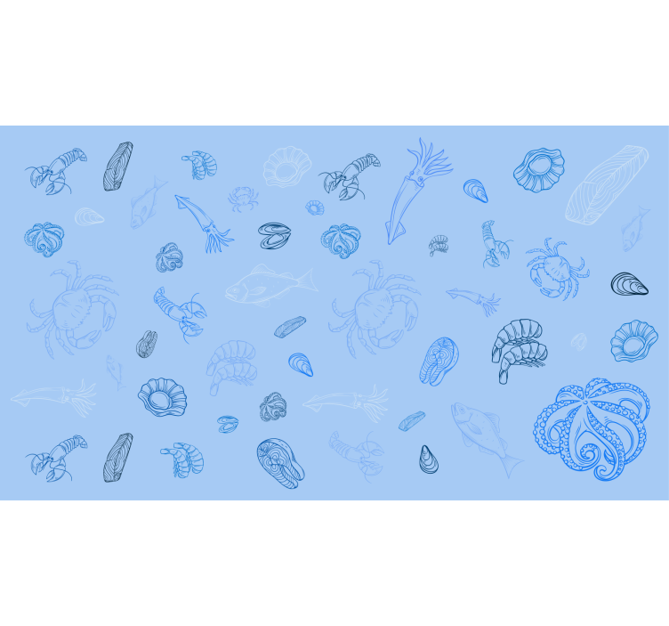 Tenda a rullo blu motivo frutti di mare - TenStickers