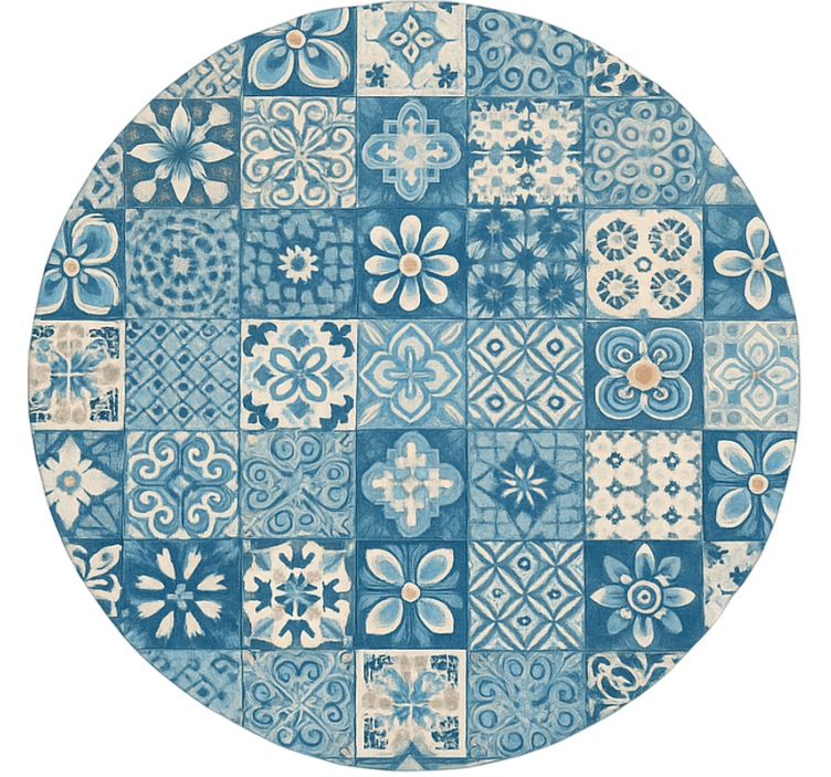 Tenda a rullo blu piastrelle mosaico circolari - TenStickers