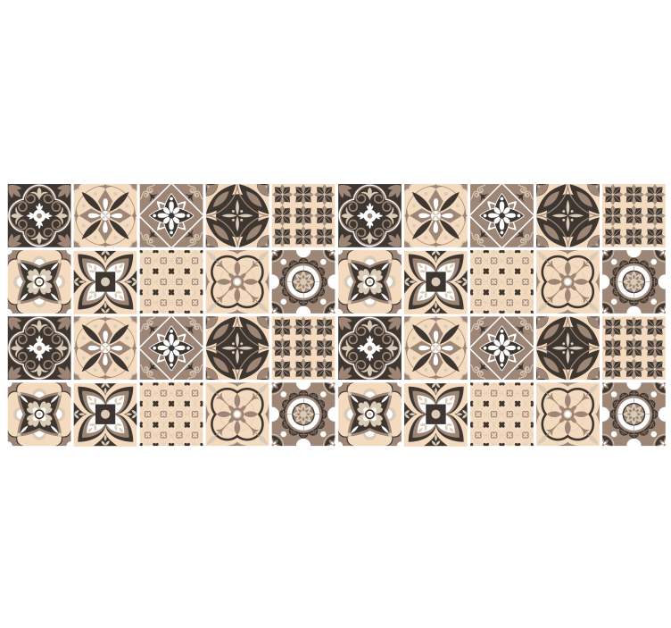 Tenda a rullo beige con motivo geometrico - TenStickers