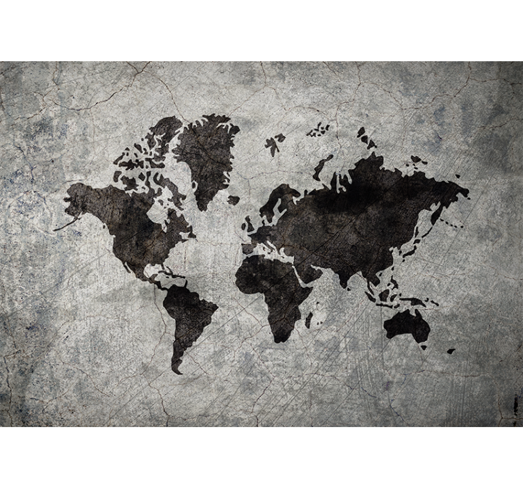 Tenda a rullo grigia mappa del mondo industriale - TenStickers