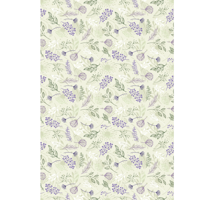 Tenda a rullo floreale Fiori viola su sfondo verde - TenStickers