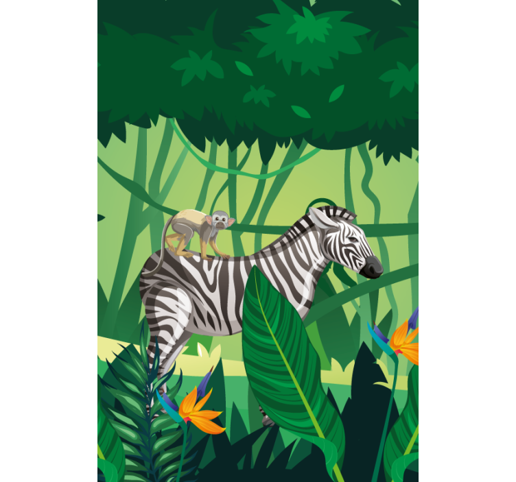 Tenda a rullo animali zebra con scimmia - TenStickers