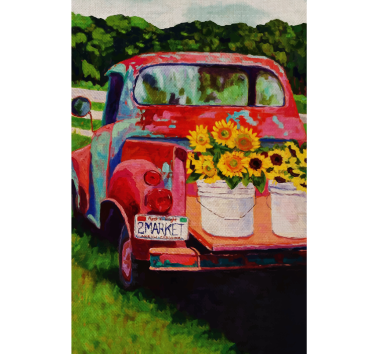 Tenda a rullo fiori bouquet di camion d'epoca - TenStickers