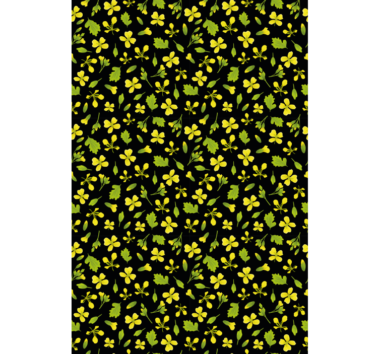 Tenda a rullo fiori e piante modello giallo e nero - TenStickers