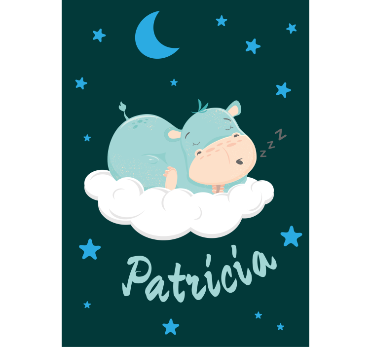 Tenda a rullo neonati sogno ippopotamo con nome - TenStickers