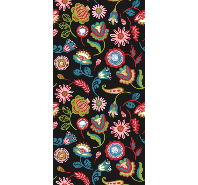 Tenda a rullo floreale Motivo popolare colorato - TenStickers