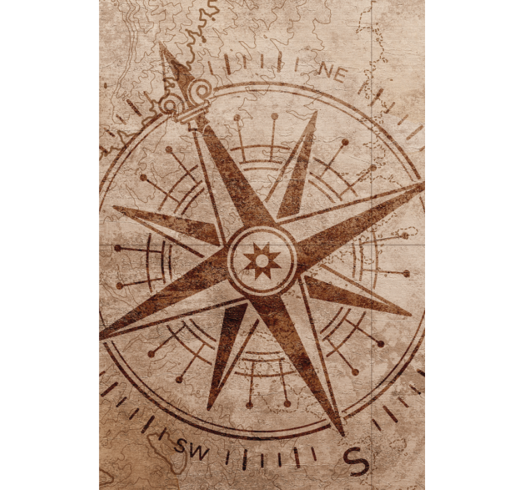 Tenda a rullo mappamondo design bussola d'epoca - TenStickers