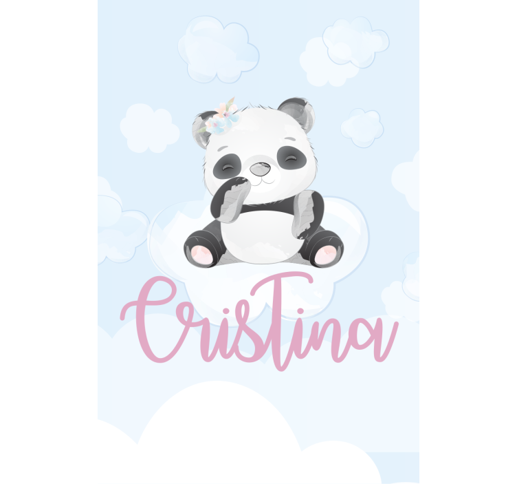 Tenda a rullo cameretta cucciolo di panda seduto con nome - TenStickers